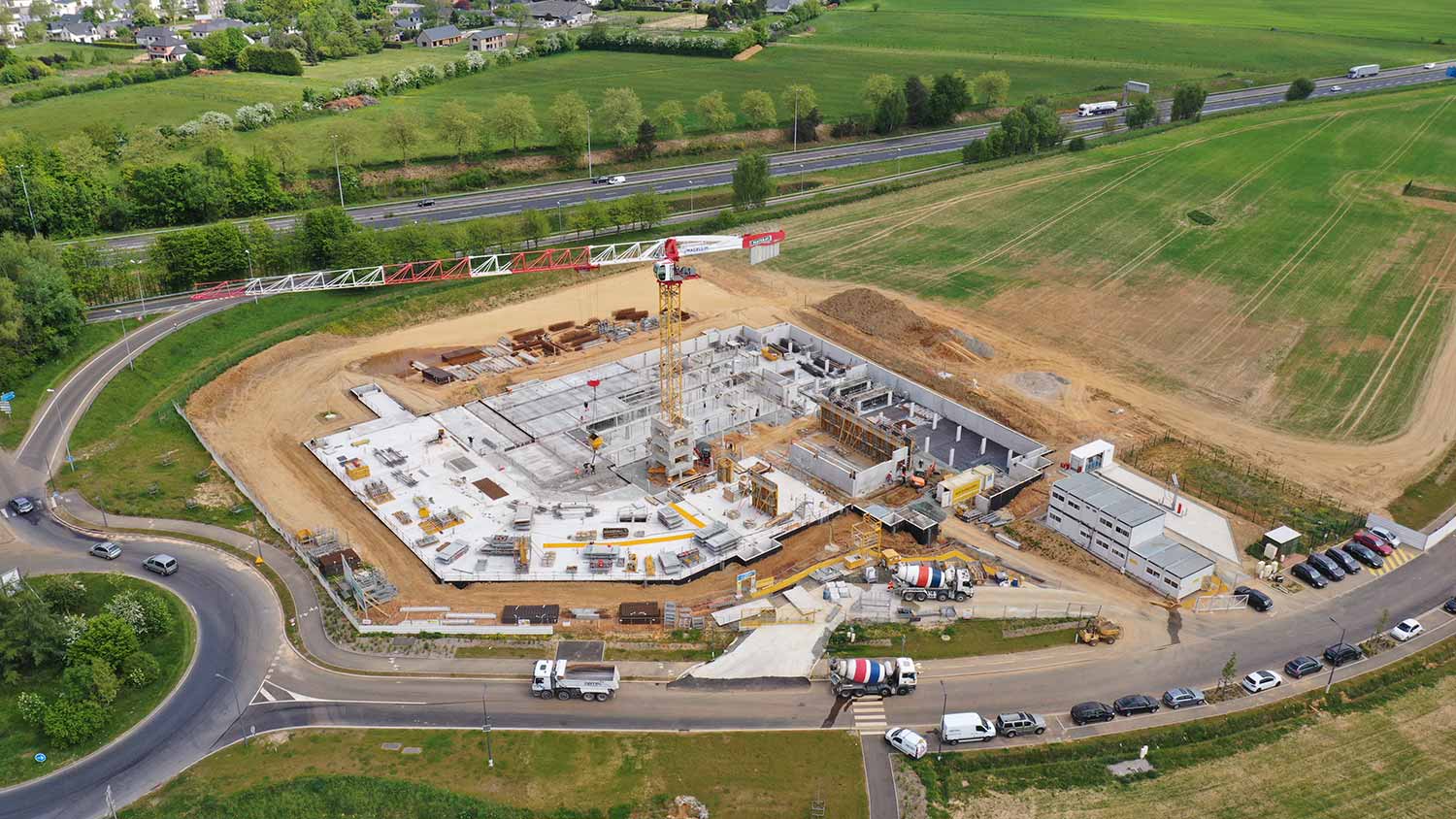 Chantier  du futur siège social de RDF Normandie, dont Cemex à livré du Bétons bas carbone